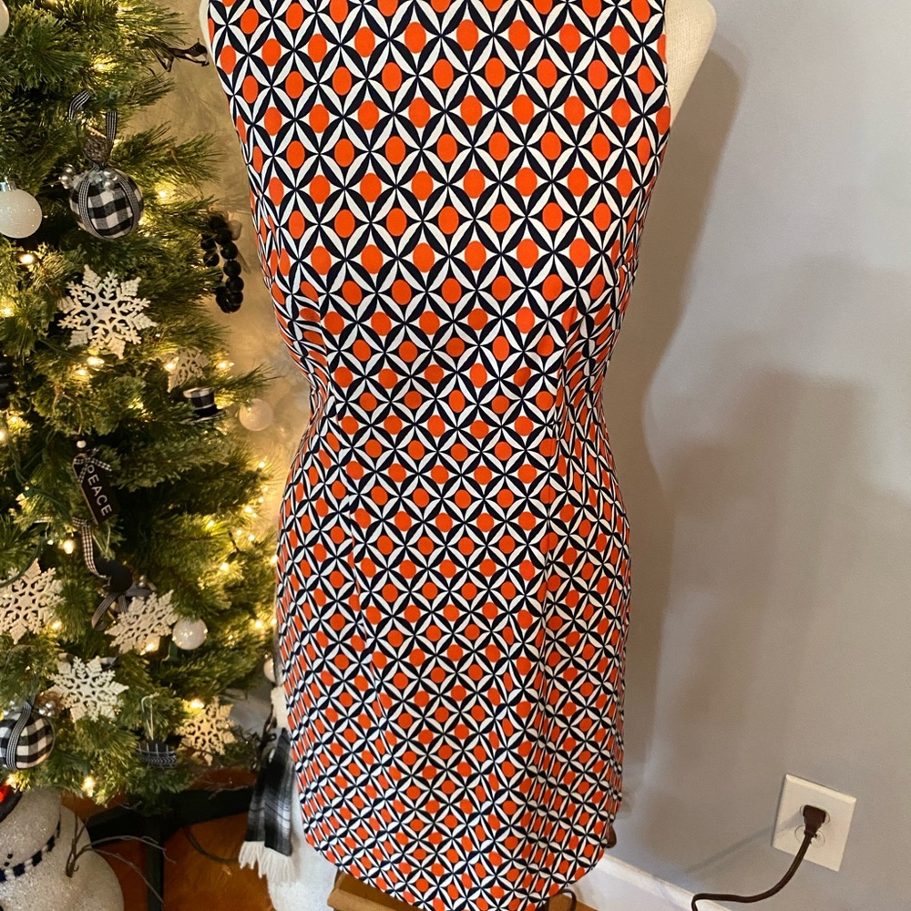 Alyx Sheath Dress Size 10-Orange and Navy
